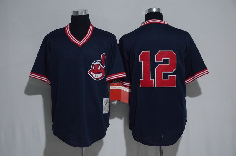 Men Cleveland Indians #12 Francisco Lindor Blue MLB Jerseys->->MLB Jersey